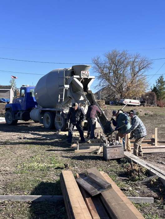 pouring concrete